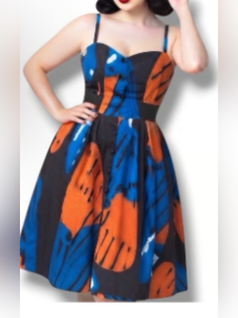 Anthropologie Maeve Fragmented Blue & Orange Dress Size: 4
